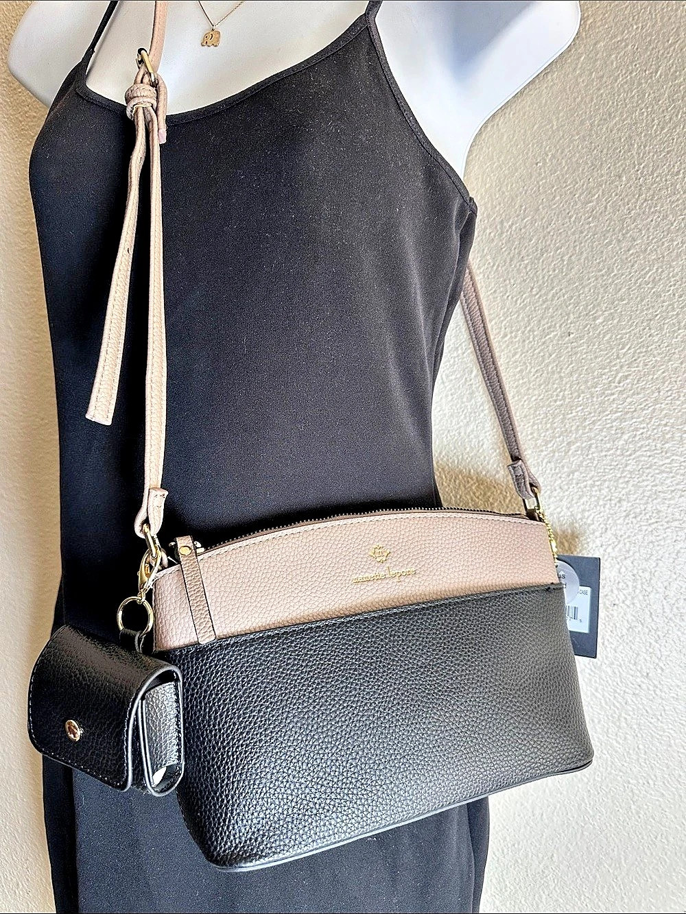 NWT Nanette Lepore Risley Dome two-tone with Earbud case Crossbody Bag